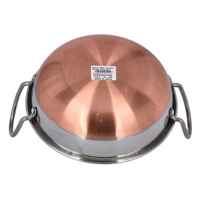 Royalford RF9973  Stainless Steel Kadai with Copper Bottom | 21cm Size | Cooking Kadai with Fast Heating Design | Durable SS Handles for Reliable Traditional Use