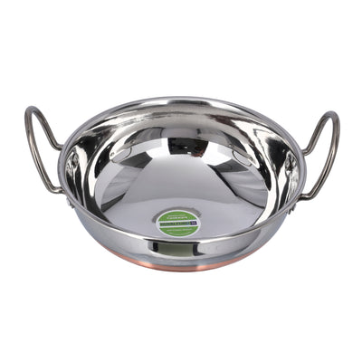 Royalford  RF9974 Stainless Steel Kadai with Copper Bottom |  23.5cm Cooking Pan | Durable SS Handles for Safe Grip & Everyday Use |Fast Heating Traditional Kitchen Kadai