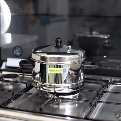 Royalford RF9977 Stainless Steel Idly Cooker | 4 Racks Makes 16 Idlis | Mini Hole Mechanism| Induction Compatible | Heat-Resistant Handles  | Mirror-Finish Body