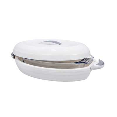 Royalford RF9996 Zenex 3.2L Insulated Oval Hot Pot with Borosilicate Glass Container | Super PU Insulation | Super PU insulation | Double-wall insulated construction