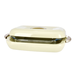Royalford RF9997 Zenex 3.5L Insulated Oblong Hot Pot with Borosilicate Glass Container | Super PU Insulation | Elegant oblong design | Strong ergonomic side handles