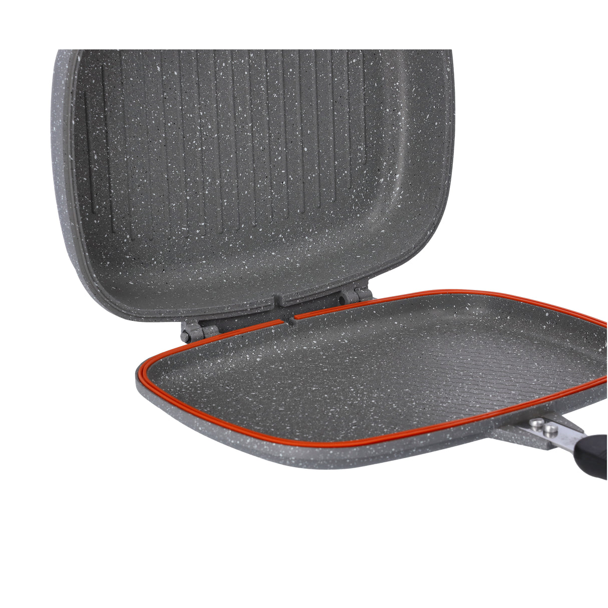 Royalford RF9999 Double Grill Pan 32cm | Smart Granite Series Die Cast Aluminium Non Stick Grill Pan | Durable Granite Coating | Magnet Lock Handles | Two Sided Cooking