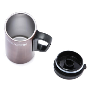 RoyalFord RFU9037 Stainless Steel Coffee Mug | 250ml | Double Wall Insulated Travel Mug | Hot Cold Beverage Cup with Lid & Handle | Durable and Portable Mug For Office Use