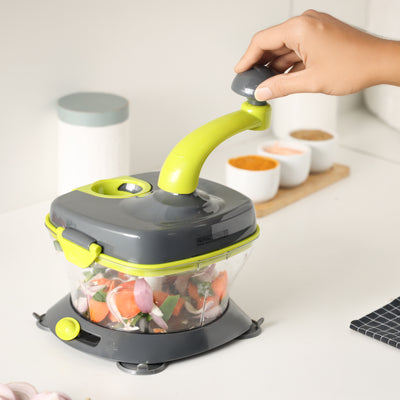 Royalford RFU9042 Master Chopper |  Multi-Purpose Manual Food Processor | Chopper, Beater & Spinner | Egg White Separator | Safety Lock | Easy Vegetable Chopping