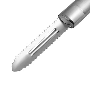 Royalford RF1188-FP Stainless Steel Fish Peeler | Durable Fish Scaler Tool with Sharp Serrated Blade | Easy Grip Handle for Efficient Cleaning & Scaling in Kitchen Use