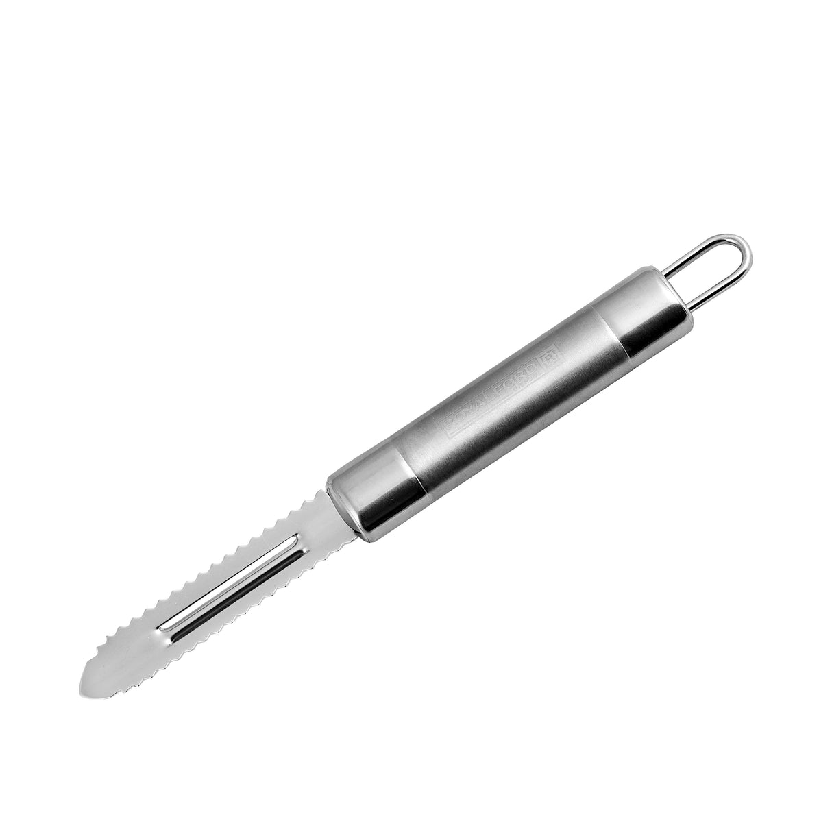 Royalford RF1188-FP Stainless Steel Fish Peeler | Durable Fish Scaler Tool with Sharp Serrated Blade | Easy Grip Handle for Efficient Cleaning & Scaling in Kitchen Use