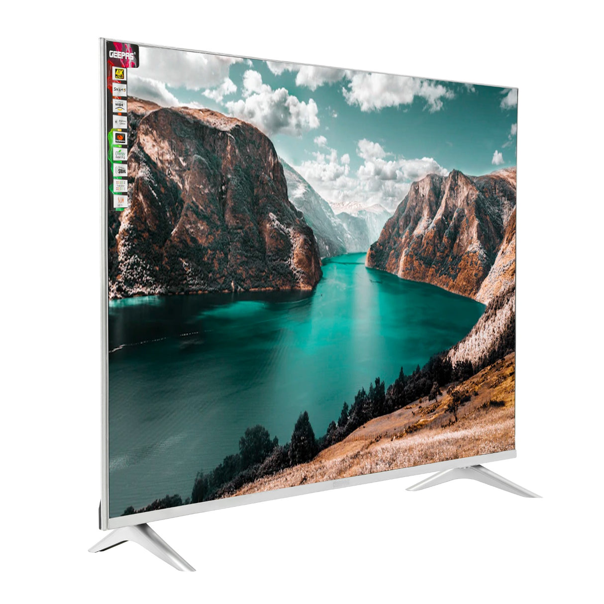 Geepas 65" Ultra HD LED TV- GLED6569SWUHD/ Gaming Supported, User Friendly with Voice Assistant/ with Remote Control, HDMI and USB Ports/ Bluetooth, App Store, Apple AirPlay/ Slim Design