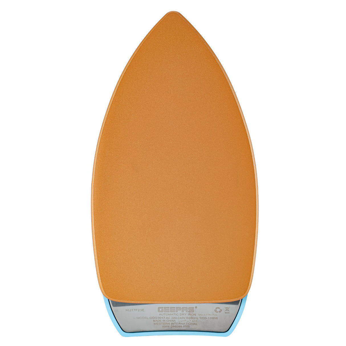 Geepas Automatic Dry Iron GDI23017 | 1200W Power | Nonstick Golden Teflon Soleplate | Temperature Control Dial, Handy Design | Suitable for All Fabrics | 7-Year Warranty