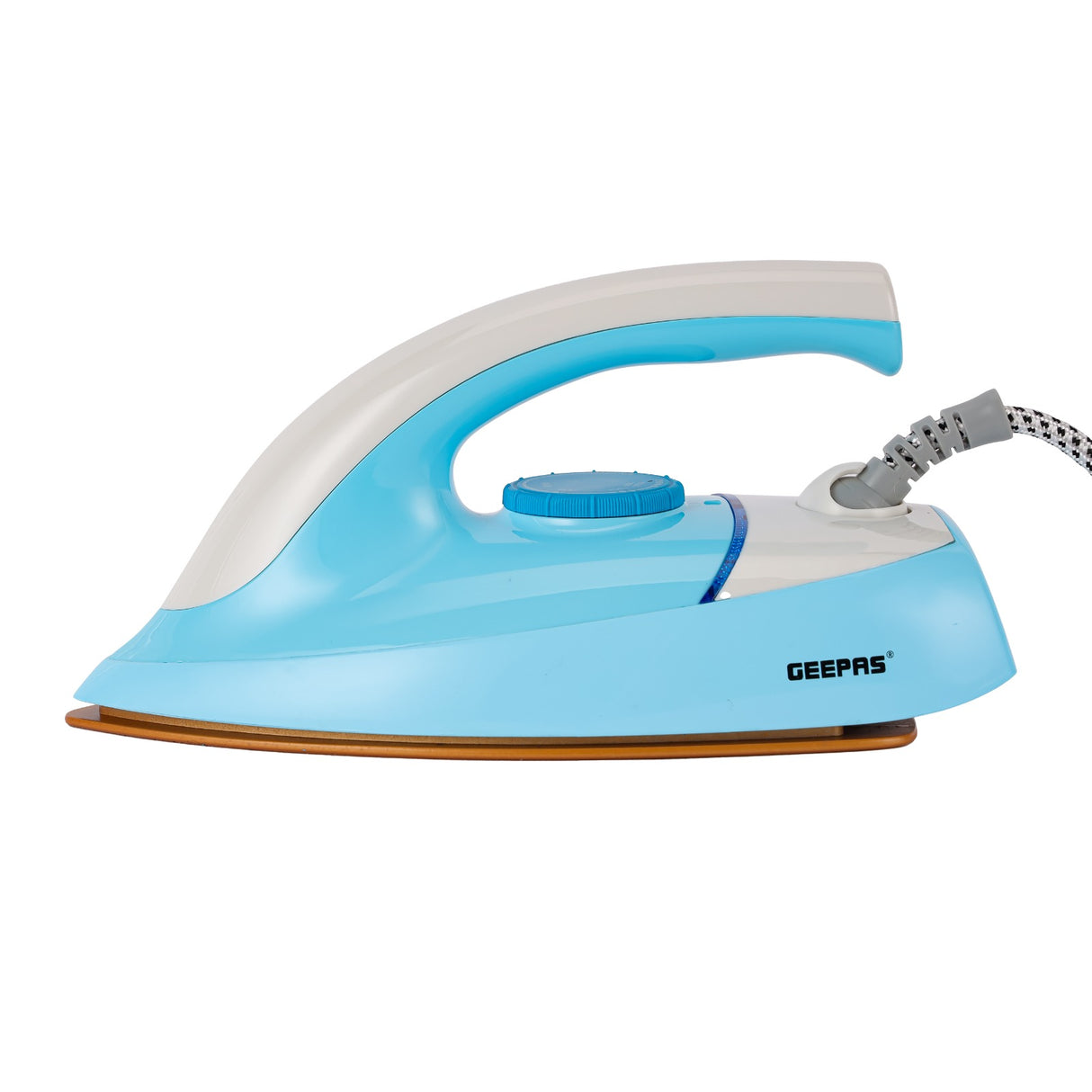 Geepas Automatic Dry Iron GDI23017 | 1200W Power | Nonstick Golden Teflon Soleplate | Temperature Control Dial, Handy Design | Suitable for All Fabrics | 7-Year Warranty