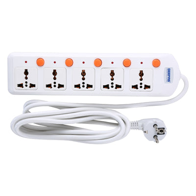 Geepas 5 Way Extension Board VDE Plug with  Individually On/Off Switch- Power Extension Socket -Multi Plug Power Cable