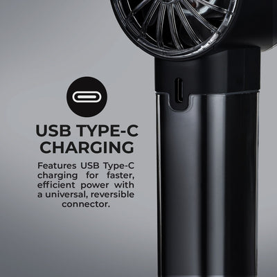 Geepas Digital High Speed Handheld Fan- GF21226/ 100 Wind Levels, 2-10 Hours Long Working Time/ Small, Lightweight, Portable Design, for Women and Men, Makeup Artist