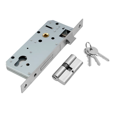 Geepas Sash Lock with Double Cylinder- GHW65088 | Durable Stainless Steel Door Lock without Handle | SS Latch & Dead Bolt | Ideal for Home & Office | 1 Year Warranty