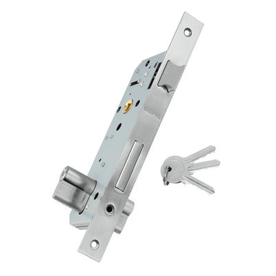 Geepas Sash Lock with Double Cylinder- GHW65088 | Durable Stainless Steel Door Lock without Handle | SS Latch & Dead Bolt | Ideal for Home & Office | 1 Year Warranty