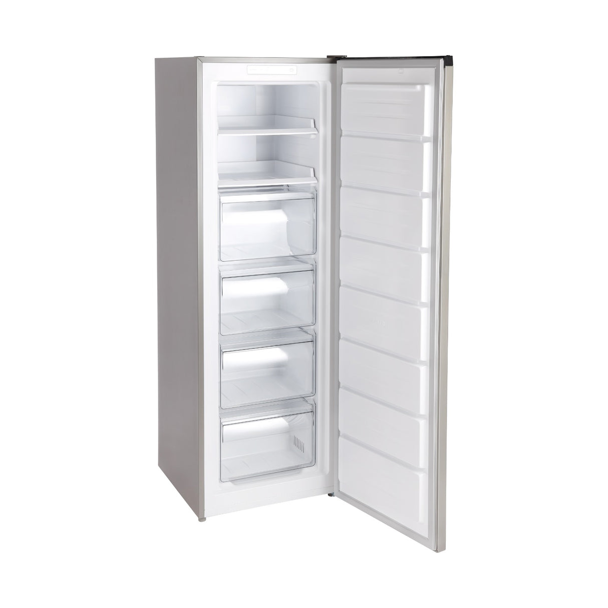 Geepas Upright Freezer 270L -GRFU2706XHN | No Frost Technology, Energy-Efficient Inverter Compressor, Spacious Storage, Stainless Steel Finish for Modern Kitchens