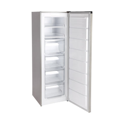 Geepas Upright Freezer 270L -GRFU2706XHN | No Frost Technology, Energy-Efficient Inverter Compressor, Spacious Storage, Stainless Steel Finish for Modern Kitchens