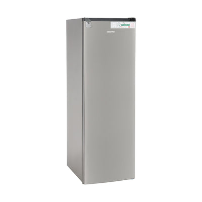 Geepas Upright Freezer 270L -GRFU2706XHN | No Frost Technology, Energy-Efficient Inverter Compressor, Spacious Storage, Stainless Steel Finish for Modern Kitchens