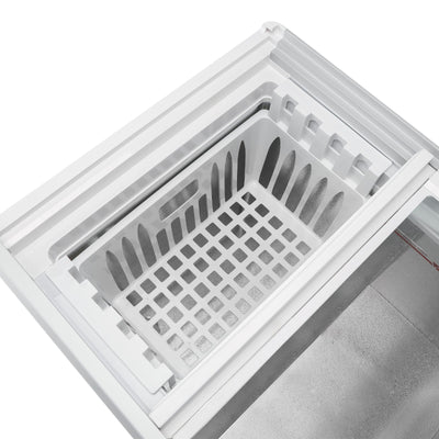 Geepas GCF3523SG Chest Showcase Freezer|360L Convertible Freezer & Fridge| Adjustable Thermostat |Sliding Glass Doors| Fast Freezing Function| Lock & Key |1-Year Warranty