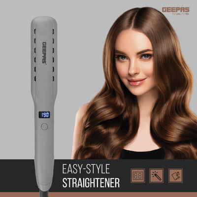 Geepas GHS86050 Easy-Style Hair Straightener | Ceramic Floating Plates with Ionic Function | LED Display | Adjustable Temperature | Fast Heating  | 2-Year Warranty