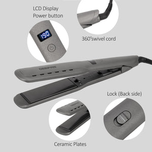 Geepas GHS86050 Easy-Style Hair Straightener | Ceramic Floating Plates with Ionic Function | LED Display | Adjustable Temperature | Fast Heating  | 2-Year Warranty