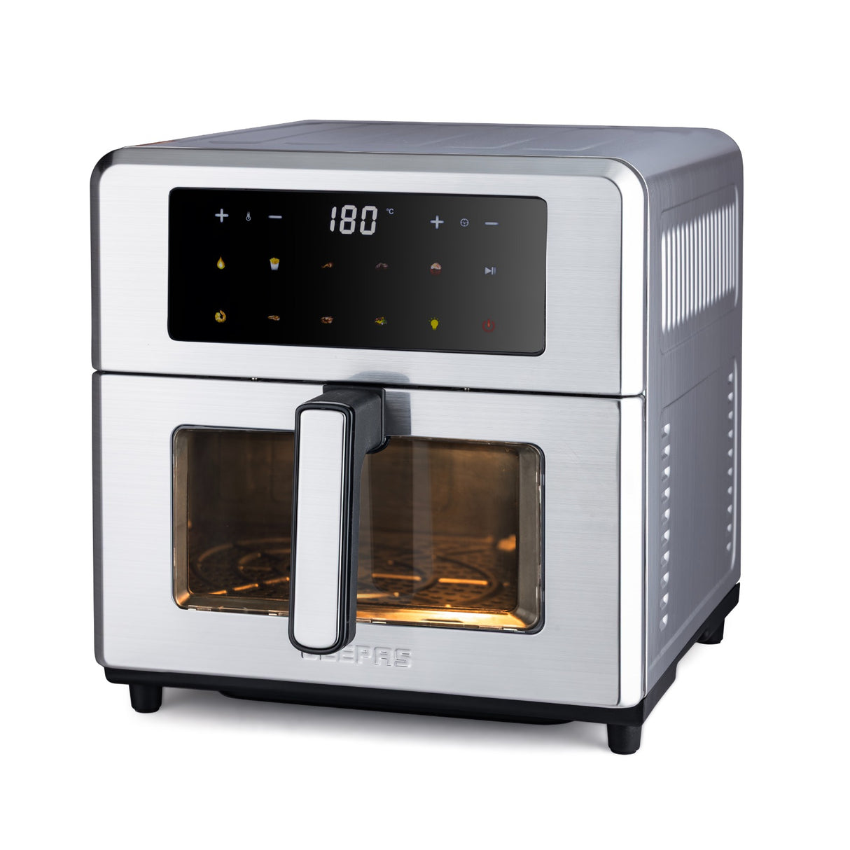 Geepas GAF37546 10L Digital Double Heating Air Fryer | Advanced Vortex Rapid Air Technology |10 Preset Cooking Modes |Touchscreen Display|60-Min Timer & Oil-Free  Cooking