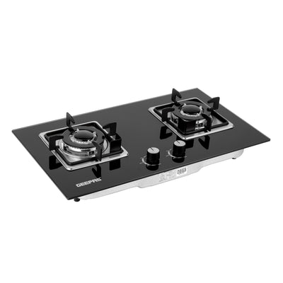 Geepas GGC31018 2-In-1 Built-In Gas Hob |  Premium Tempered Glass Panel |  Sabaf Burners |  Automatic Ignition System & Low Gas Consumption for Modern Kitchens