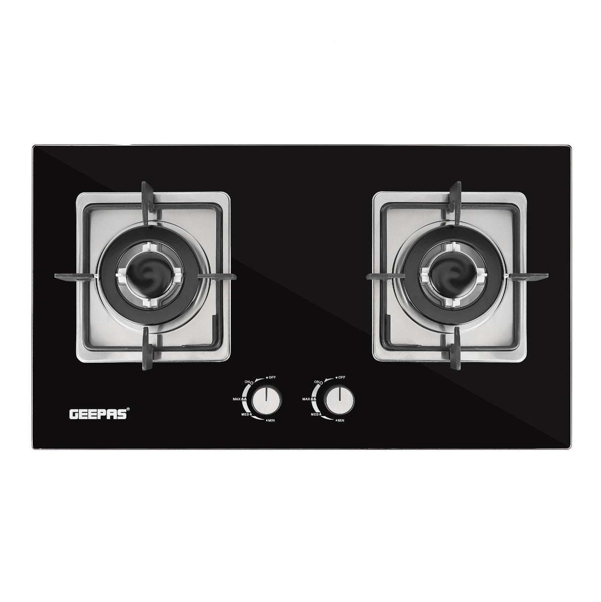Geepas GGC31018 2-In-1 Built-In Gas Hob |  Premium Tempered Glass Panel |  Sabaf Burners |  Automatic Ignition System & Low Gas Consumption for Modern Kitchens