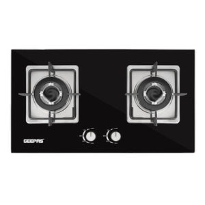 Geepas GGC31018 2-In-1 Built-In Gas Hob |  Premium Tempered Glass Panel |  Sabaf Burners |  Automatic Ignition System & Low Gas Consumption for Modern Kitchens