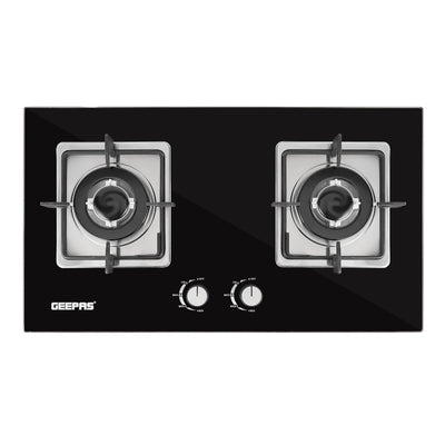 Geepas GGC31018 2-In-1 Built-In Gas Hob |  Premium Tempered Glass Panel |  Sabaf Burners |  Automatic Ignition System & Low Gas Consumption for Modern Kitchens