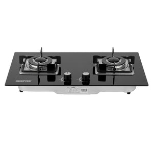 Geepas GGC31018 2-In-1 Built-In Gas Hob |  Premium Tempered Glass Panel |  Sabaf Burners |  Automatic Ignition System & Low Gas Consumption for Modern Kitchens