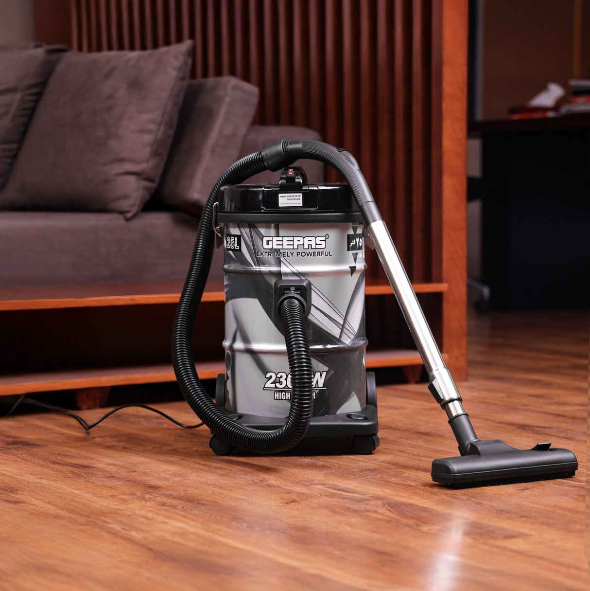 Geepas GVC2598 Drum Vacuum Cleaner | 2300W High Power | Large Capacity Dust Tank| Low Noise Operation| Strong Suction & Efficient  Deep Cleaning Appliance for Home