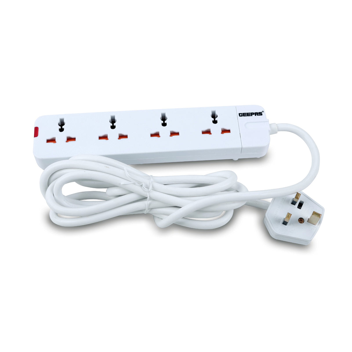 Geepas GES58012 4-Way Extension Socket|3m Heavy-Duty Power Cord| 13A Overcurrent Protection | Fire-Retardant Body |Child Safety Covers & UK Standard Plug| 2-Year Warranty
