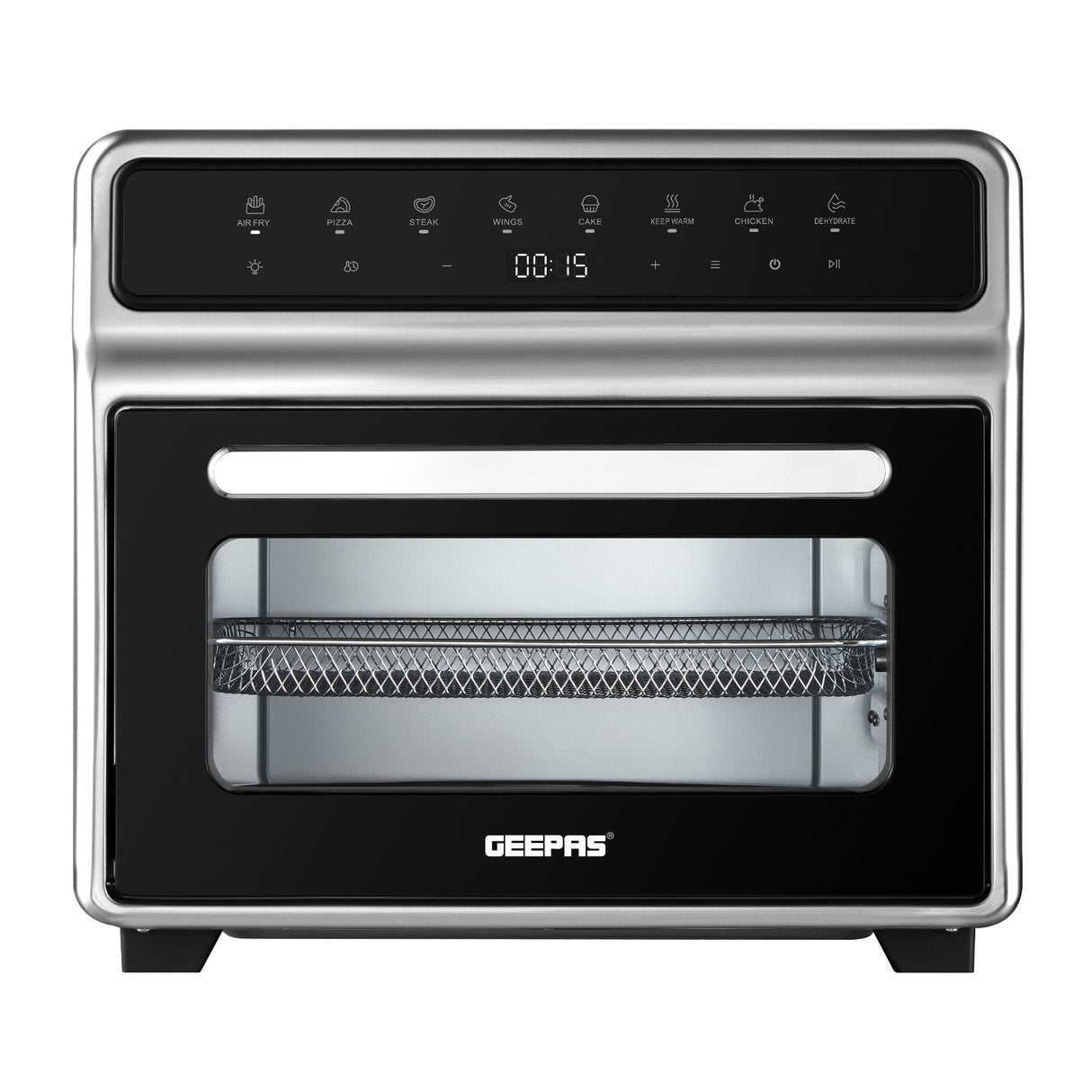 Geepas 25L Digital Air Fryer Oven GAFO37549 | Vortex Rapid Air Technology | 8 Preset Cooking Modes| Adjustable 40–200°C Temperature and 1800W High Cooking Performance