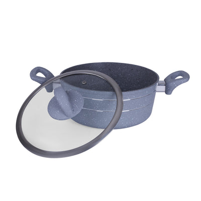 Royalford RF9471 Smart Casserole  30cm Size |  Non Stick Aluminium Body|  Tempered Glass Lid |  Soft Touch Handles |  Perfect for Everyday Home Cooking | Stylish Design