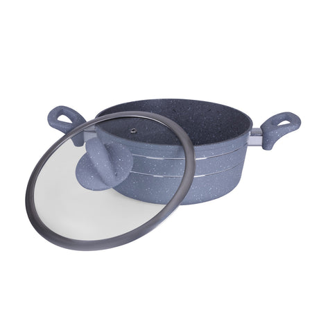 Royalford RF9471 Smart Casserole  30cm Size |  Non Stick Aluminium Body|  Tempered Glass Lid |  Soft Touch Handles |  Perfect for Everyday Home Cooking | Stylish Design