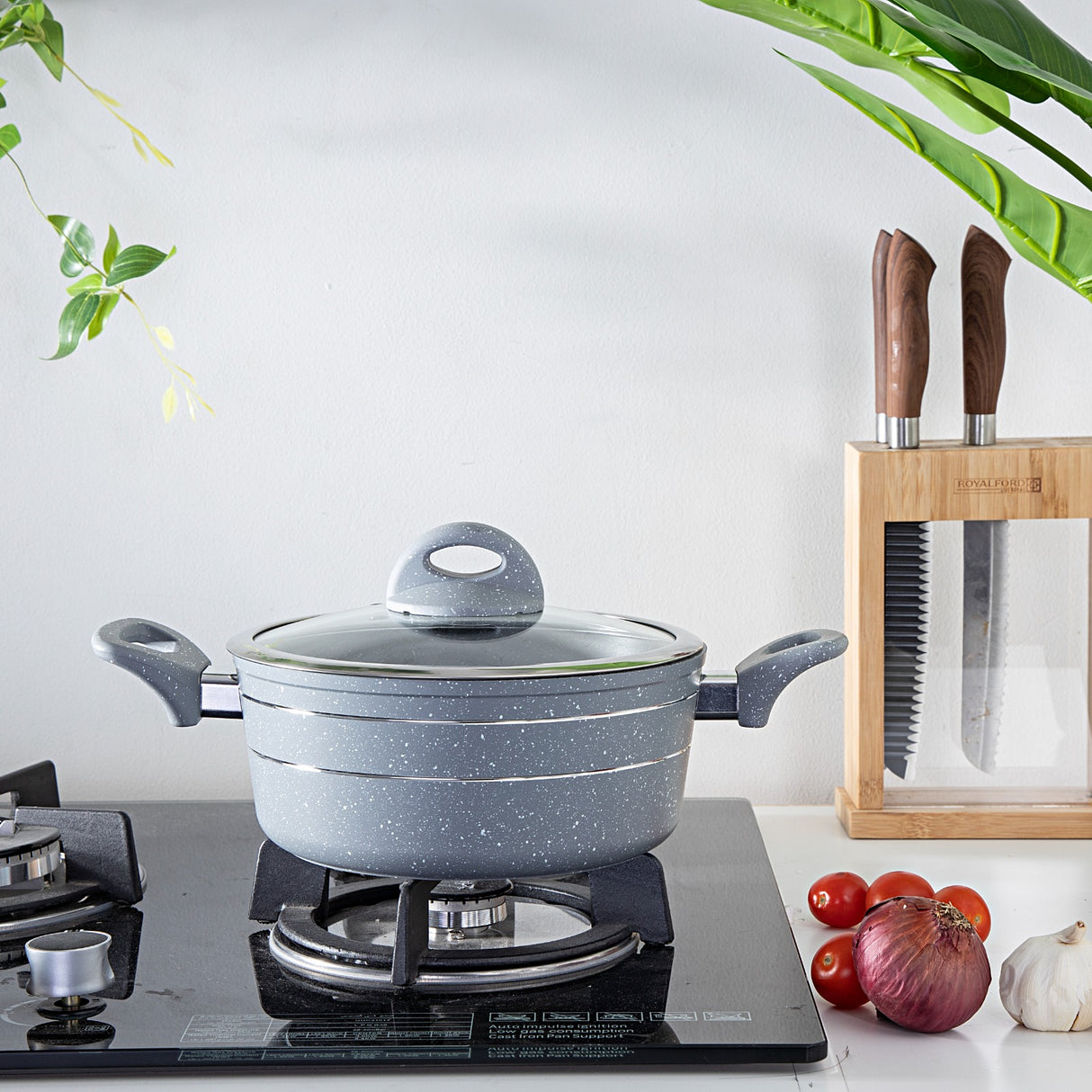 Royalford RF9471 Smart Casserole  30cm Size |  Non Stick Aluminium Body|  Tempered Glass Lid |  Soft Touch Handles |  Perfect for Everyday Home Cooking | Stylish Design