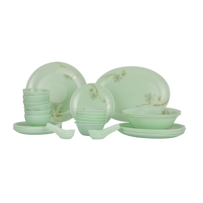 Royalford RF12945 Crystaluxe Luxury Opal Dinner Set 33-Piece | Elegant Floral Design|  Lightweight Dinnerware for Everyday Family Meals and Special Occasion Dining