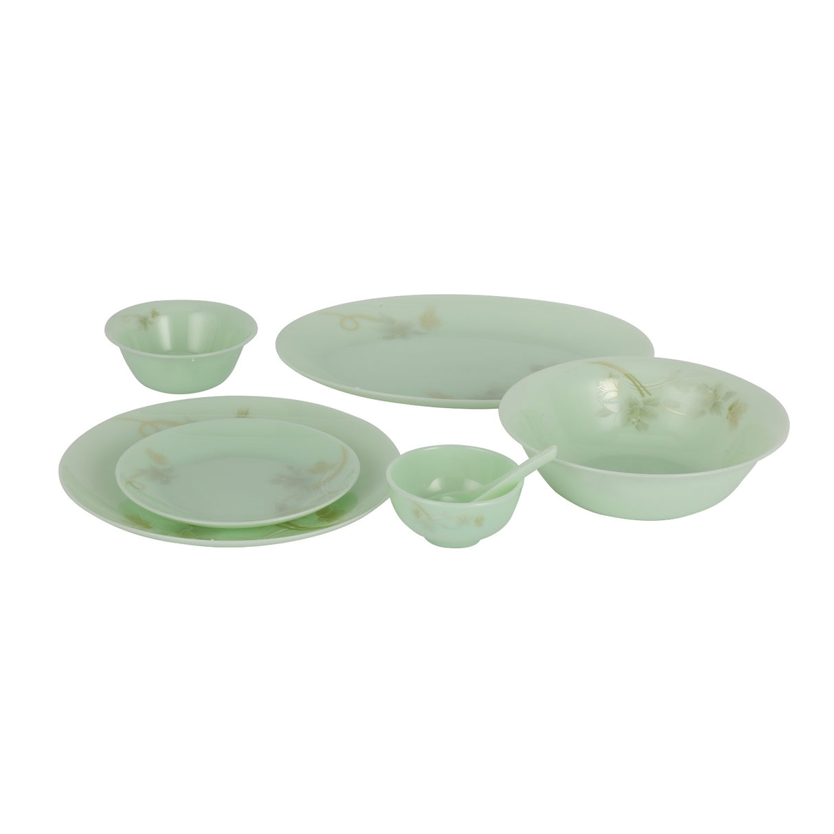 Royalford RF12945 Crystaluxe Luxury Opal Dinner Set 33-Piece | Elegant Floral Design|  Lightweight Dinnerware for Everyday Family Meals and Special Occasion Dining