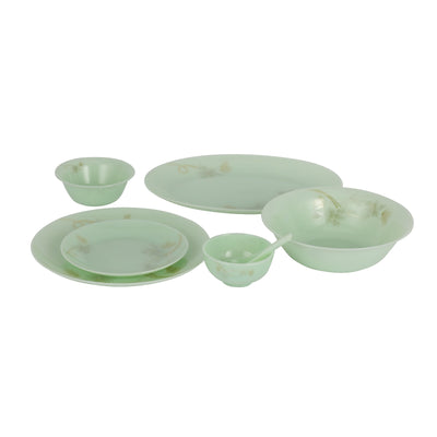 Royalford RF12945 Crystaluxe Luxury Opal Dinner Set 33-Piece | Elegant Floral Design|  Lightweight Dinnerware for Everyday Family Meals and Special Occasion Dining