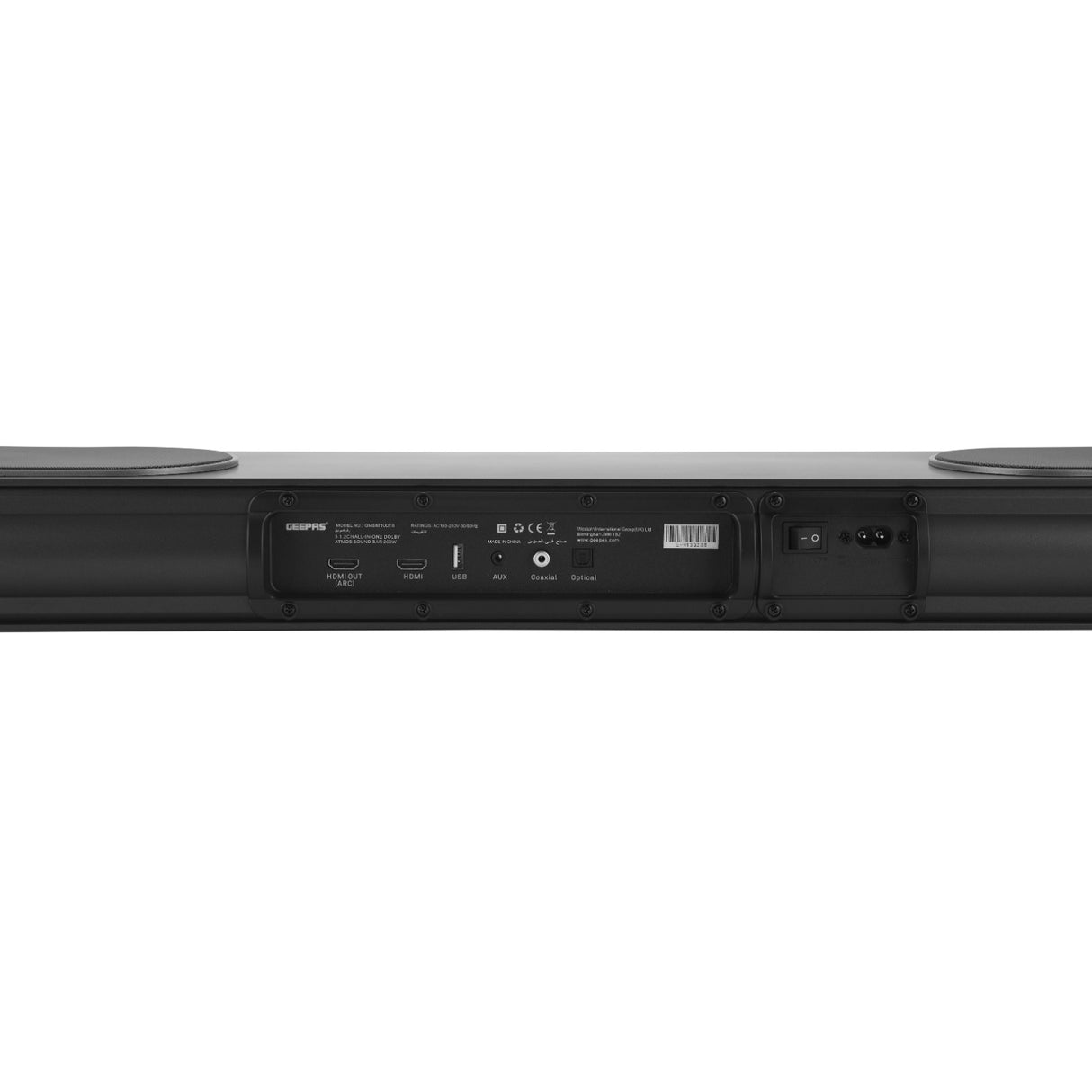 Geepas GMS8810DTS 3.1.2 Channel Dolby Atmos Soundbar 200W |Bluetooth 5.0, HDMI ARC, Optical, USB, DSP & Remote Control | Bluetooth 5.0 + EDR |LED Display | Remote Control