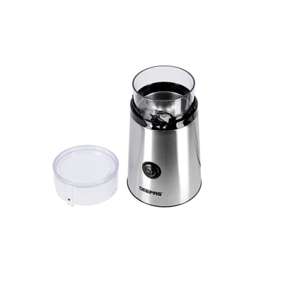 Geepas GCG5471 Grinder | Stainless Steel Coffee & Spice Grinder with Compact Design| One-Touch Easy Operation |Transparent Lid| Durable Sharp Blade for Daily Grinding Use