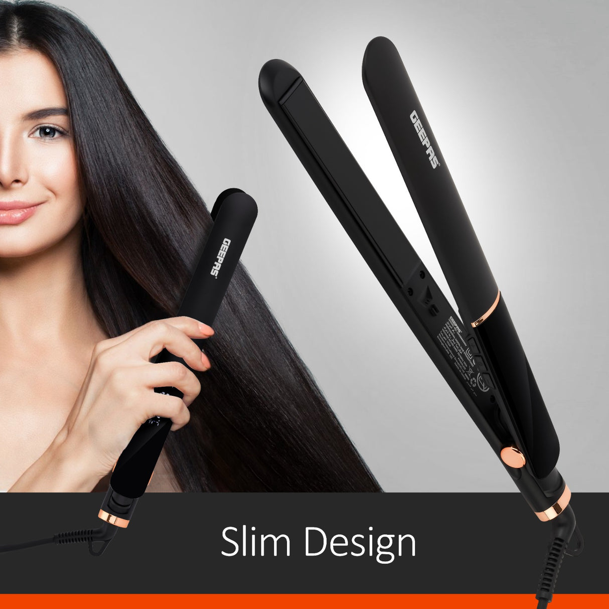 Geepas GHS86003 Professional Digital Hair Straightener | Ceramic Plate | 230°C | LED display | Adjustable temperature control | Slim, ergonomic design | Lockable handle