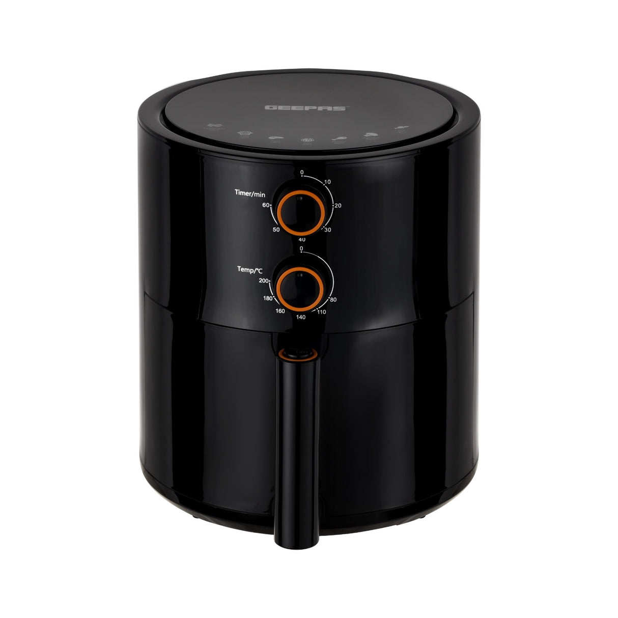 Geepas Air Fryer- GAF37513/ 4.0 L Pot, Non-Stick Coating, with Vortex Frying Technology/ Multiple Function, 1-60 Min Timer, Temperature 80-200 Degree Celsius, Black