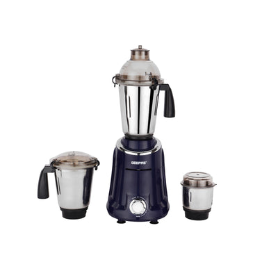 Geepas 3-in-1 Mixer Grinder- GSB5080S/ 750W Powerful Motor, Stainless Steel Jars and Blades, Unbreakable Jar Caps, 3 Jars with 3 Speed Control