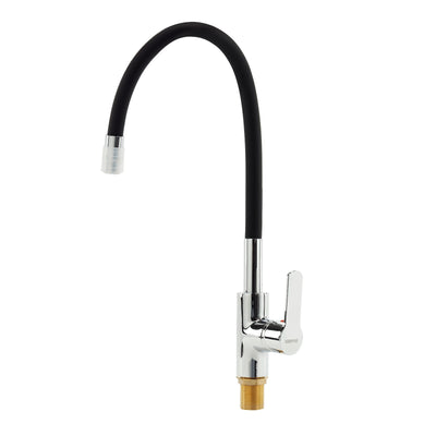 Geepas Single Lever Sink Mixer GSW61145 | Brass Deck Mounted Tap for Kitchen/Bathroom | Solid Handle, Ceramic Cartridge, Leak-Proof, 360° Swivel | 5-Year Warranty