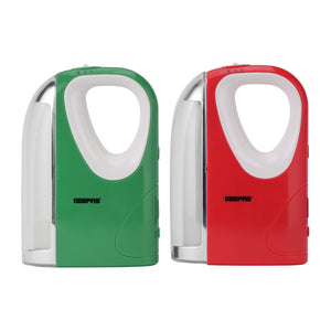 Geepas Rechargeable Emergency Lantern- GE53027| Pack of 2, Extended Battery Life, 60 Pieces SMD LEDs and Long Hours Working| Portable and Light-Weight Design| Red & Green
