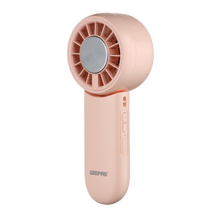 Geepas Mini Foldable Cooling Fan- GF21225/ 3 Speed Control, Cooling Function, 8 Hours Long Working Time/Small, Portable Design  for Women and Men/ Pink, 2 Years Warranty