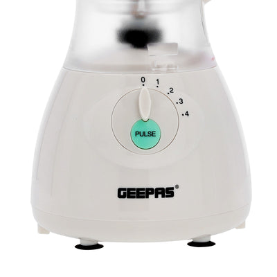 Geepas 400W | 3 in 1 Multifunctional Blender | Safety lock | Stainless Steel Blades| 4 Speed with Pulse | 1.5L Jar| Over Heat Protection | Coffee Grinder & Smoothie Maker