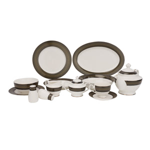 Royalford RF11046 83-Piece Premium Bone China Dinner Set | Elegant Tableware | Durable Lightweight Design| Dishwasher Safe | Complete Dining Collection for Homes