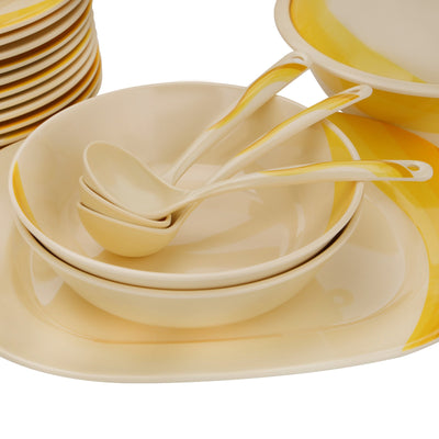 Royalford RF8102 64-Piece Melamine Dinner Set | Ribble Design| Break-Resistant & Lightweight Tableware | Assorted Plates,  Bowls,  Spoons| Perfect for Everyday Dining