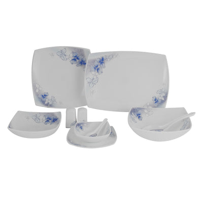 Royalford RF9757 71Pcs Opalware Dinner Set| lightweight |chip-resistant |elegant floral design| freezer, dishwasher & microwave safe |Perfect for family dining & gifting